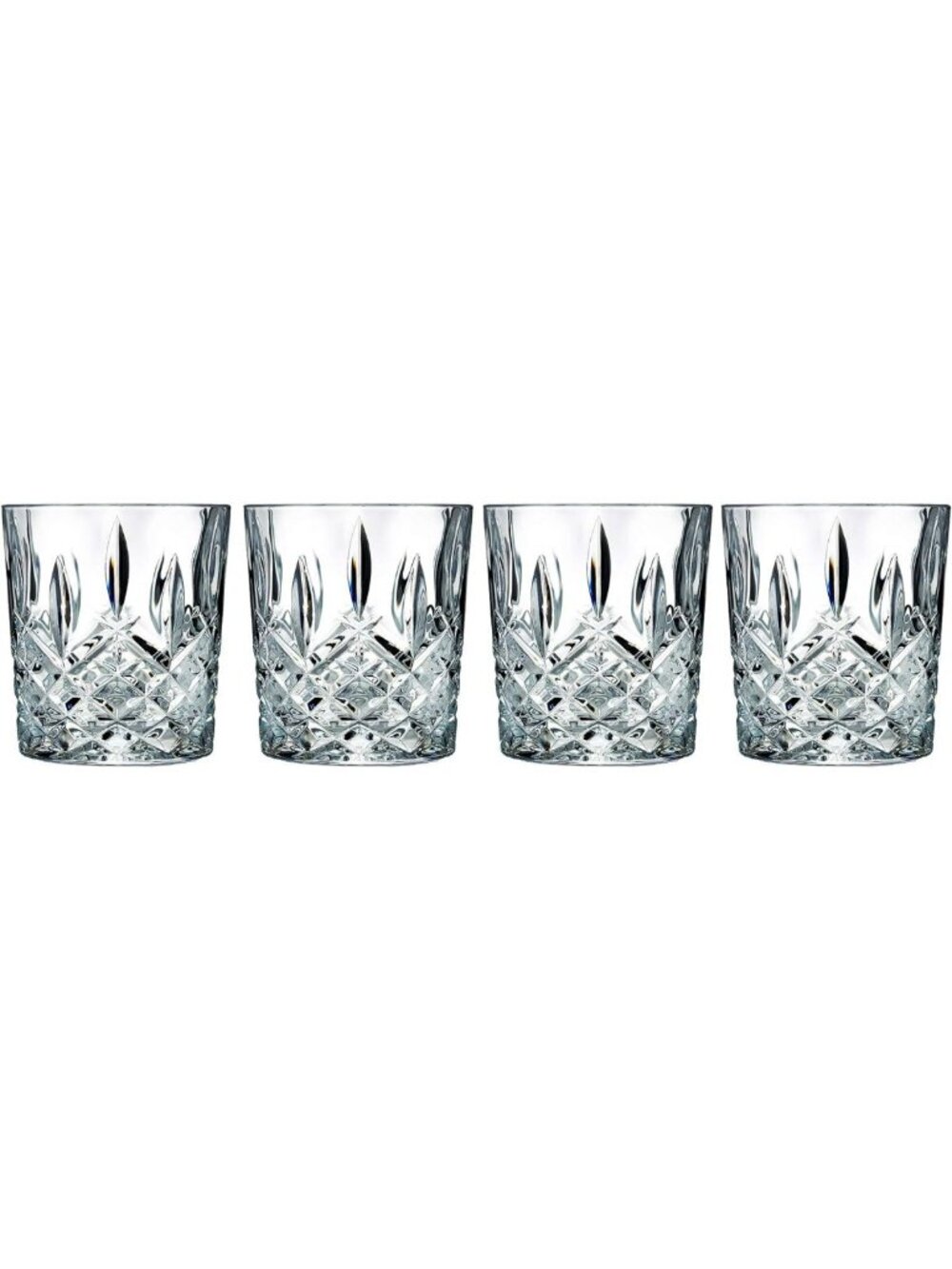 Elegant Double Old Fashioned Glasses Set of 4, 11 oz, Clear Crystal Drinkware